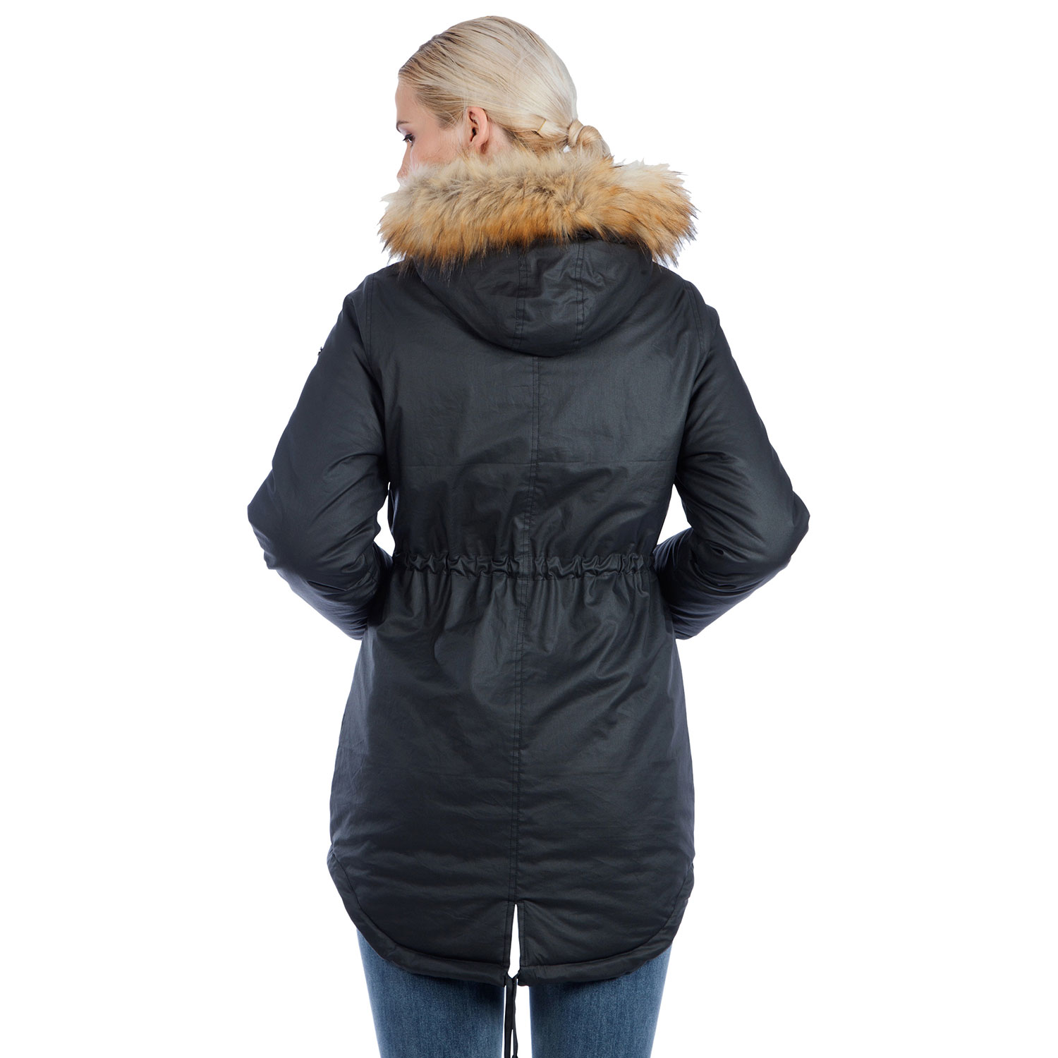 Modern Eternity Sofia Waxed Shell Maternity Parka Coat - Large - Black