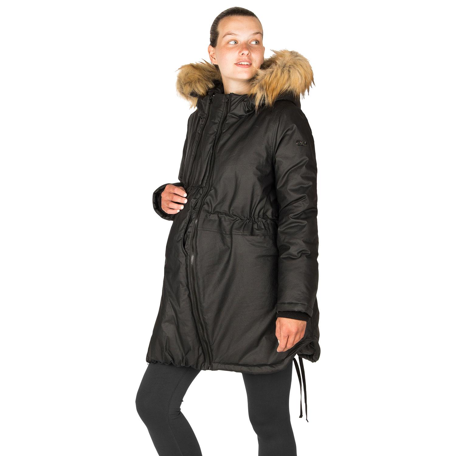 Modern Eternity Sofia Waxed Shell Maternity Parka Coat - X-Large - Black