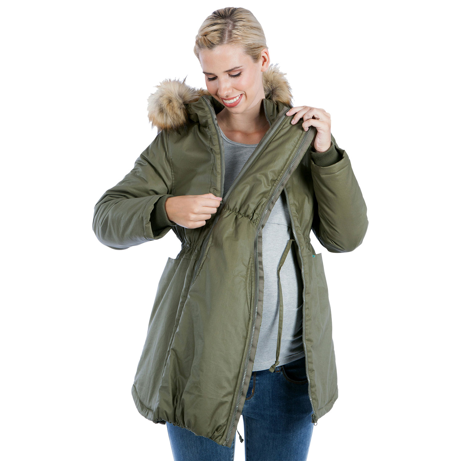 Parka de maternité ciré Sofia de Modern Eternity - Petit - Kaki