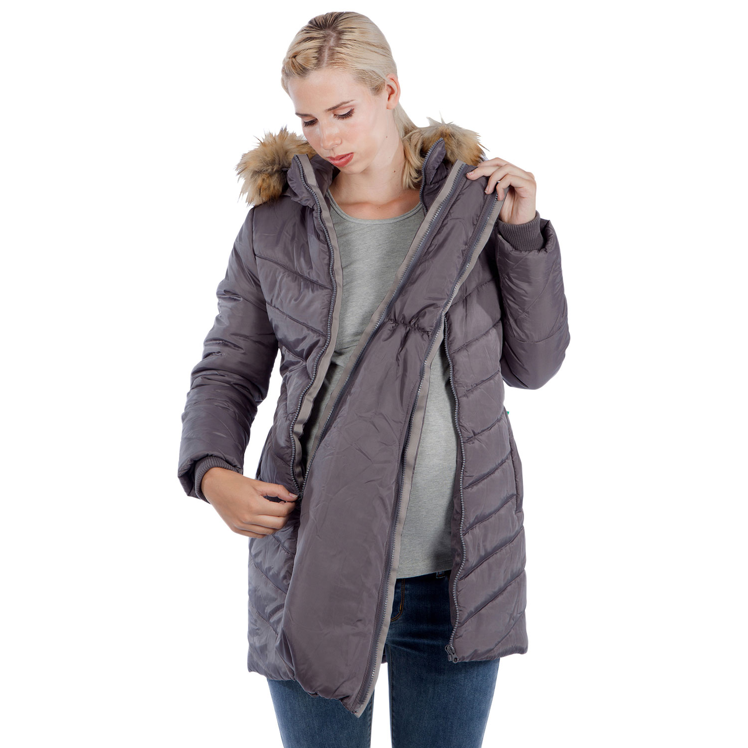 Manteau de maternité matelassé et bouffant Lexie de Modern Eternity - Très petit - Gris