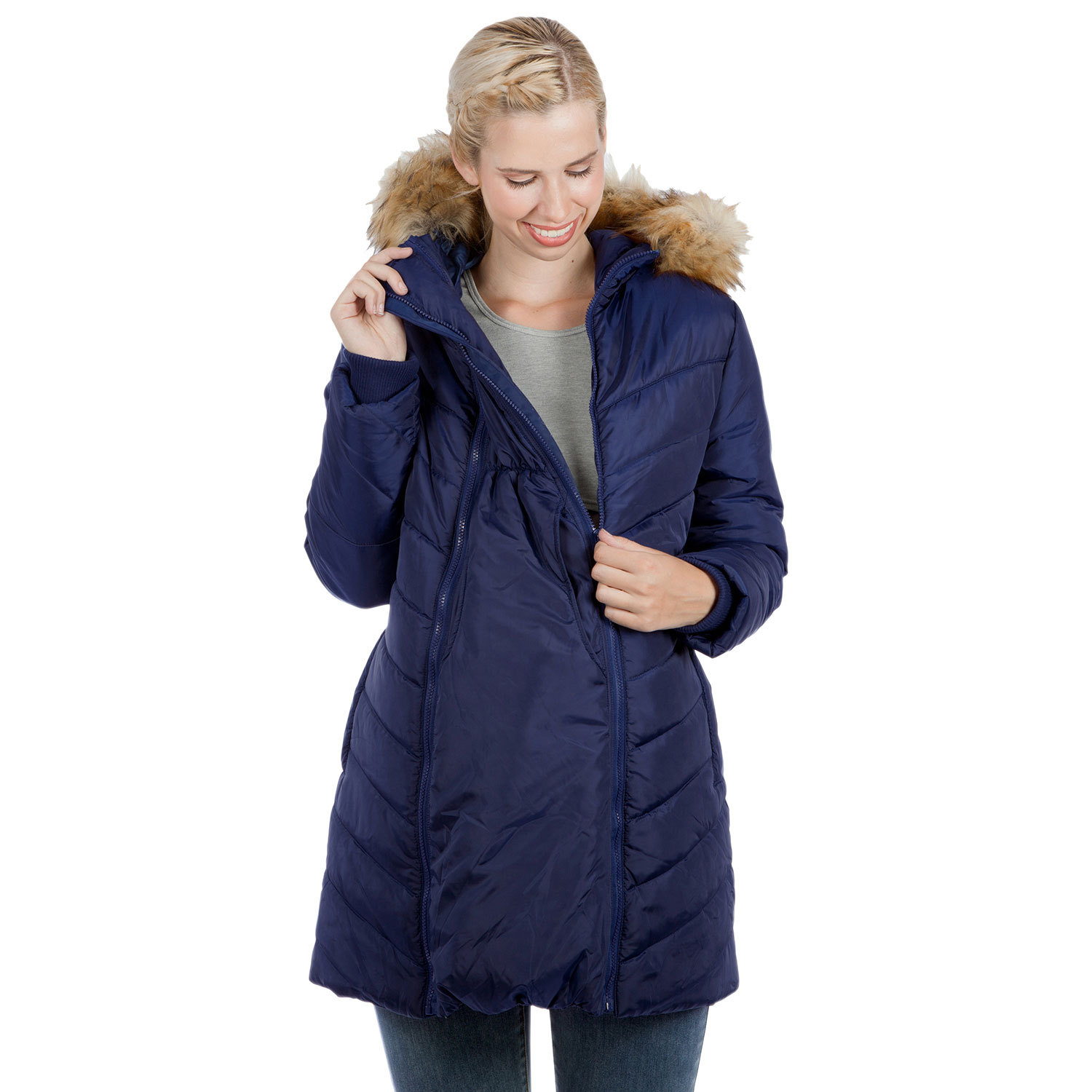 Manteau de maternité matelassé et bouffant Lexie de Modern Eternity - Très petit - Bleu marine