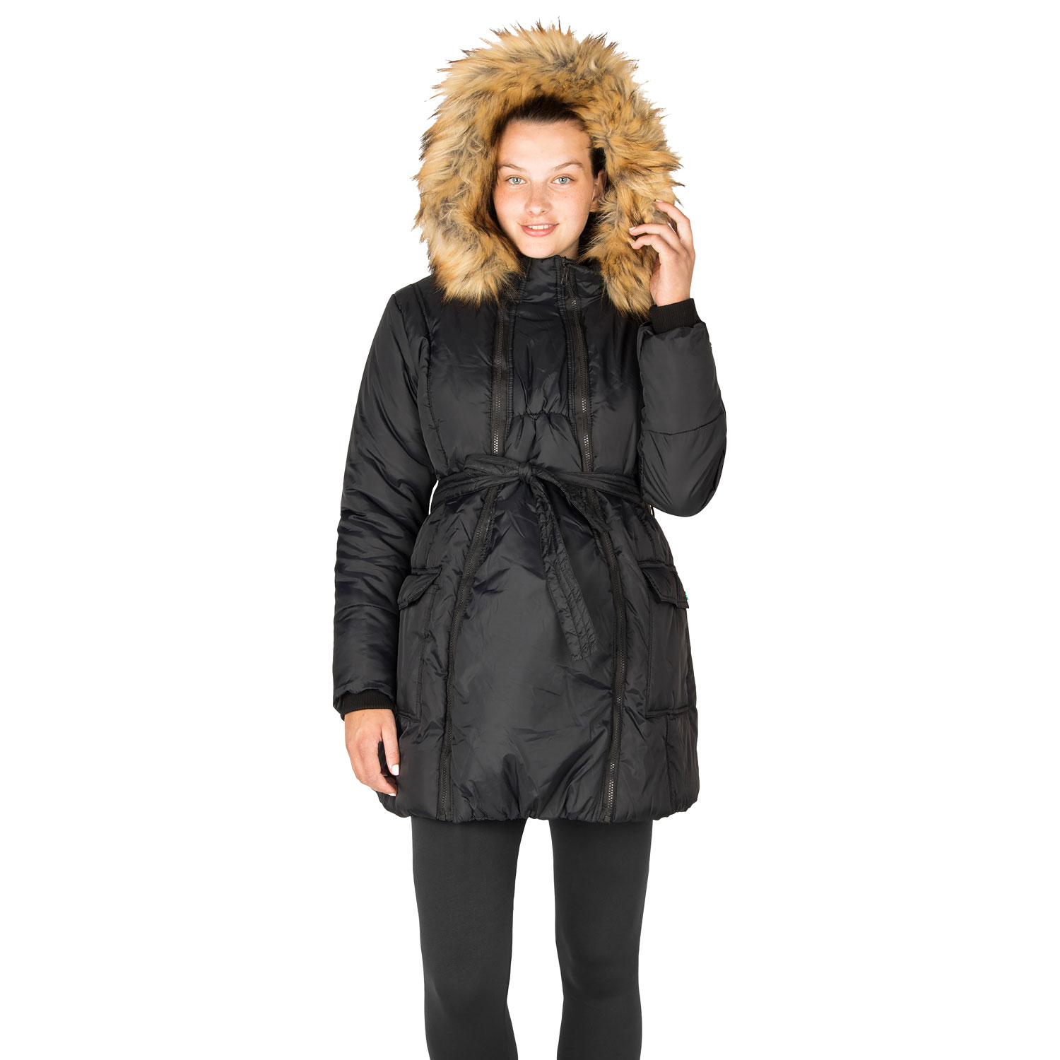 Modern Eternity Rachel Maternity Puffer Coat - Large - Black
