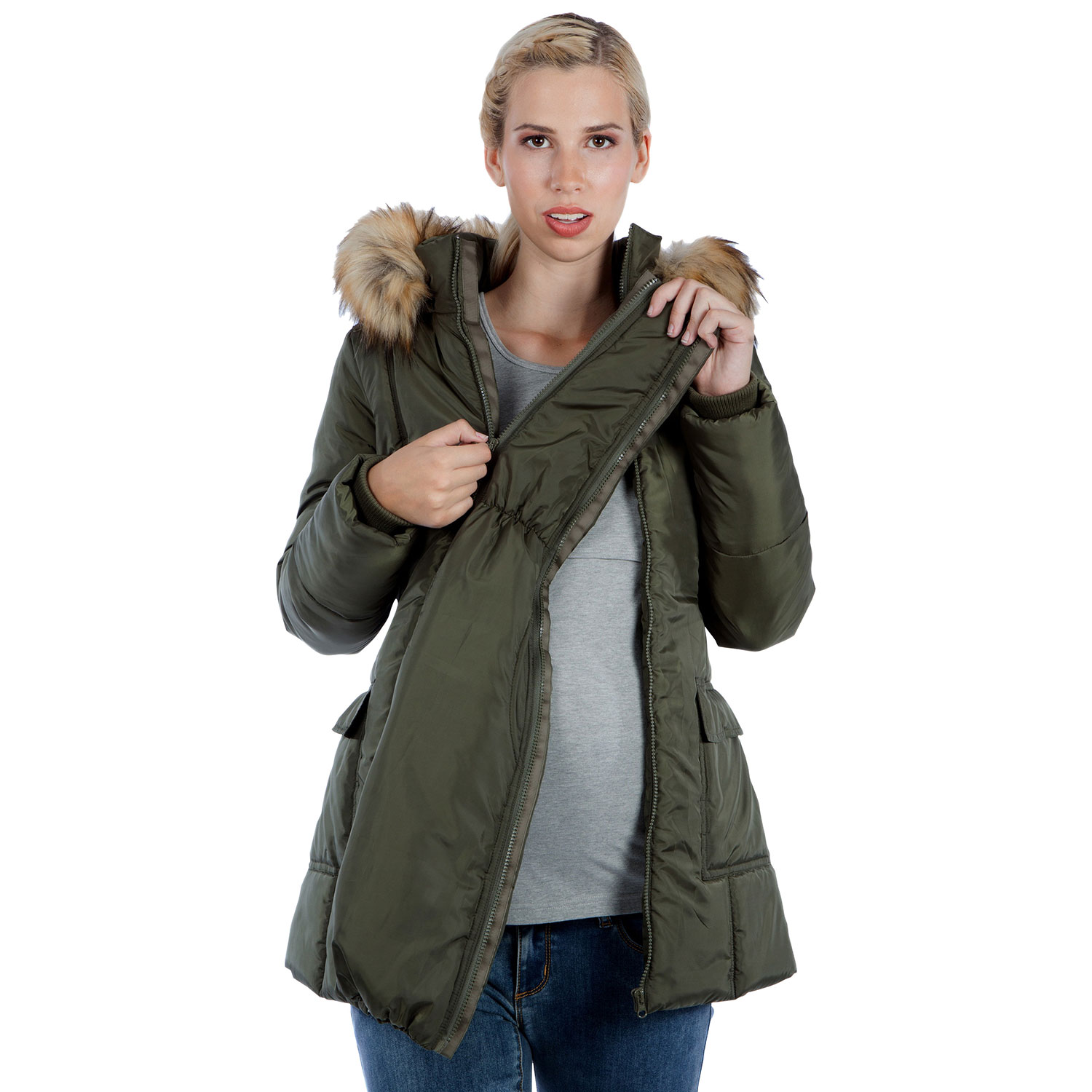 Doudoune de maternité Rachel de Modern Eternity - Petit - Vert kaki