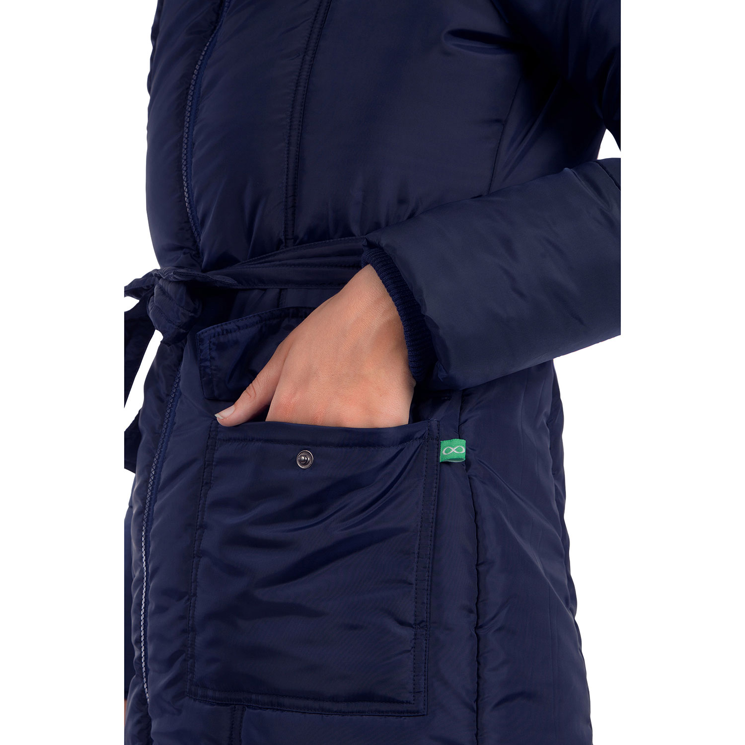 Modern Eternity Rachel Chevron Polyester Maternity Puffer Coat - Medium - Navy