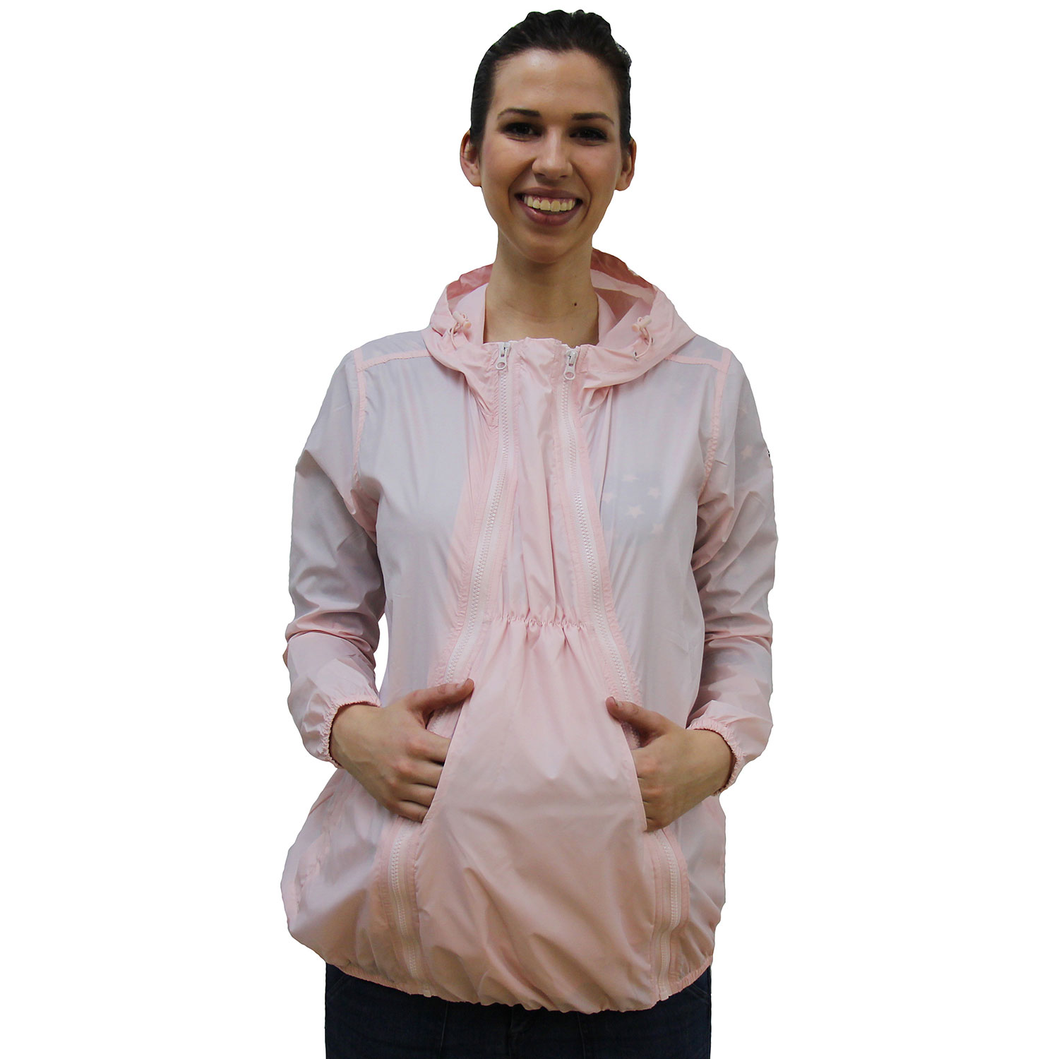 Modern Eternity Ciara Waterproof Maternity Windbreaker - Small - Light Pink
