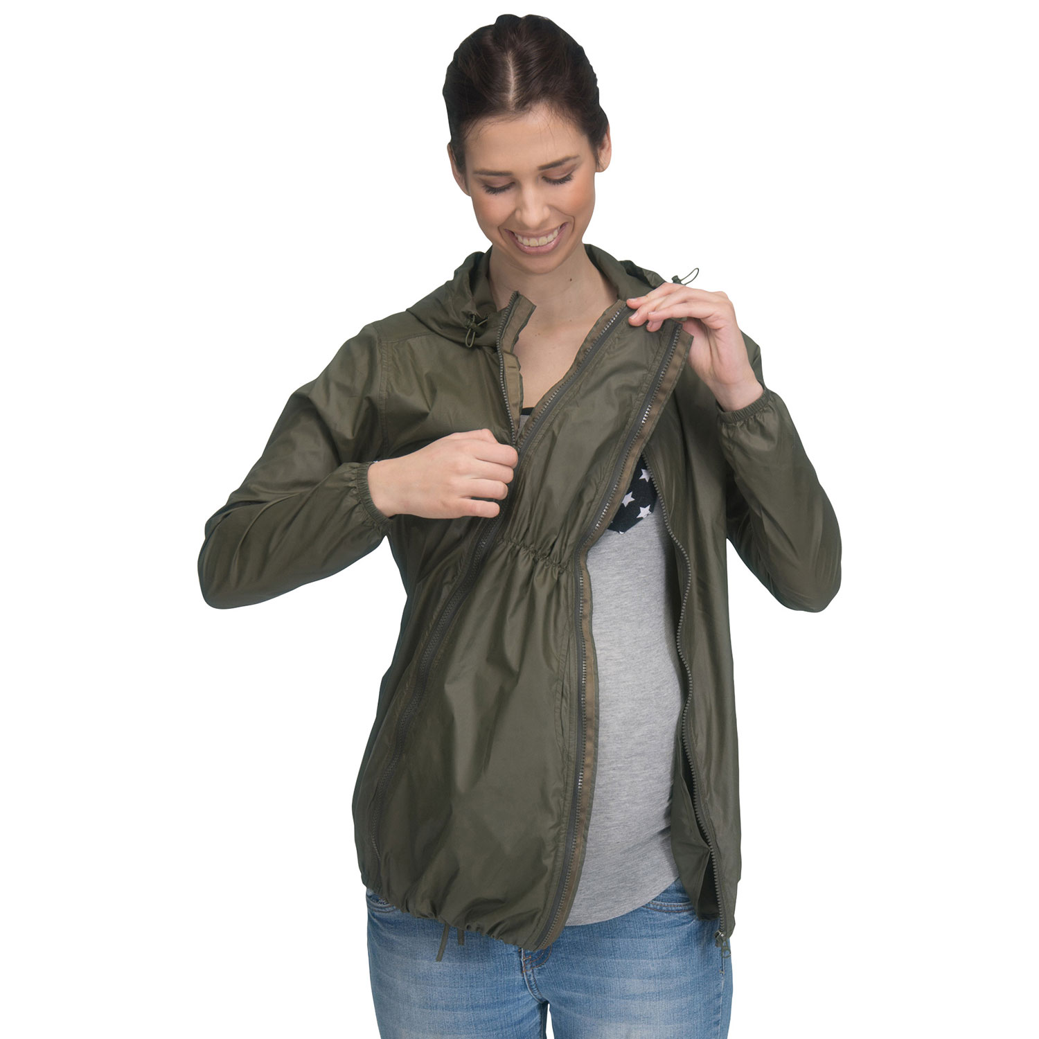Coupe-vent de maternité imperméable Ciara de Modern Eternity - Très petit - Vert kaki
