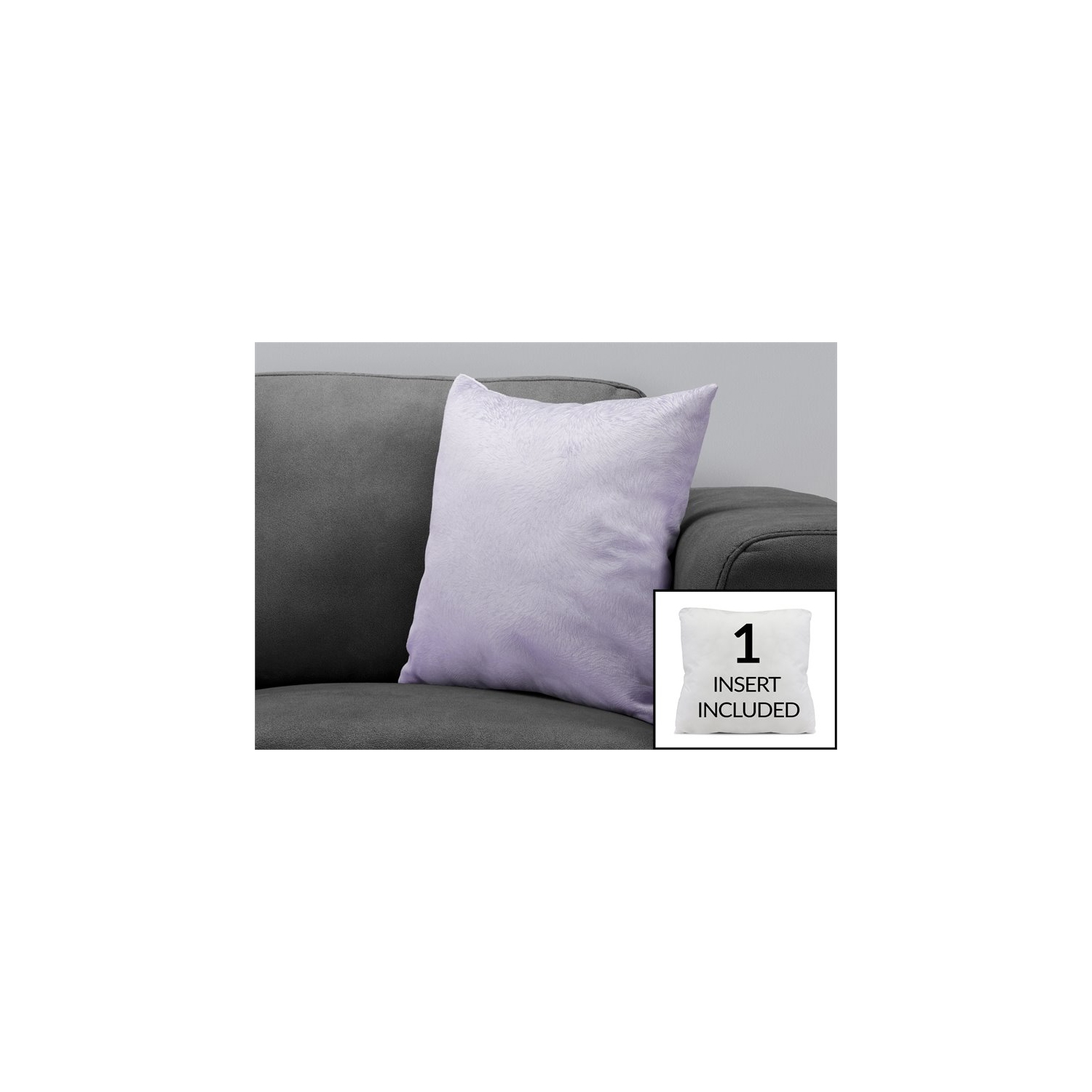 PILLOW - 18"X 18" / LIGHT PURPLE FEATHERED VELVET / 1PC