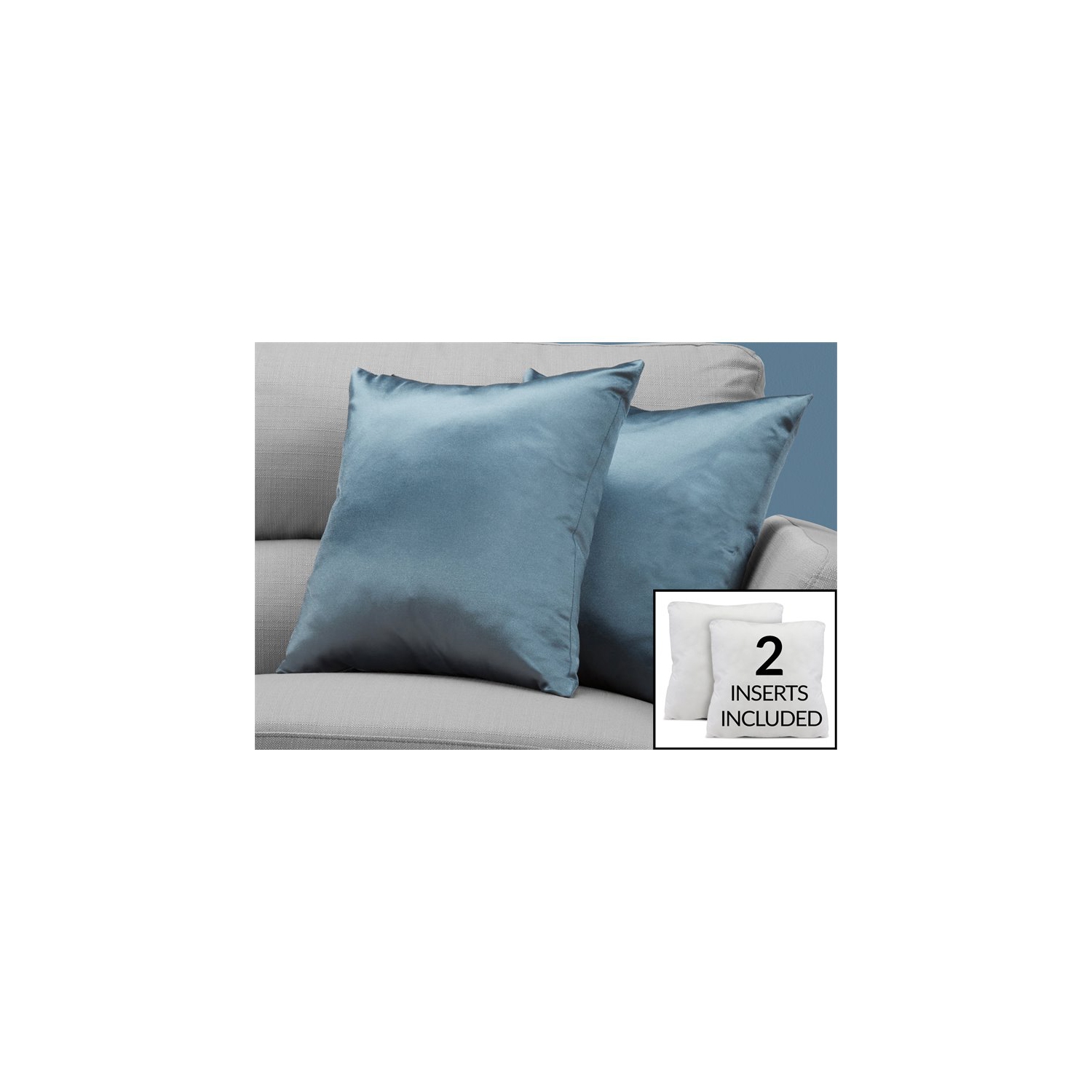 PILLOW - 18"X 18" / PALE BLUE SATIN / 2PCS