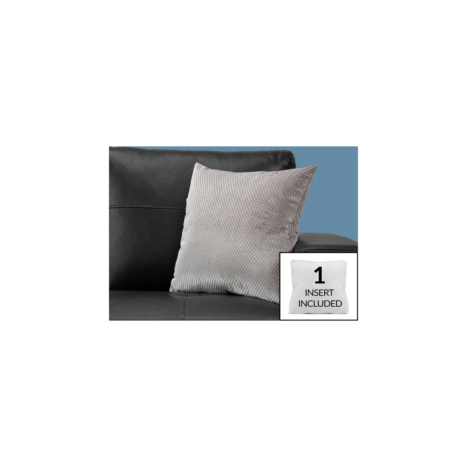 PILLOW - 18"X 18" / SILVER DIAMOND VELVET / 1PC
