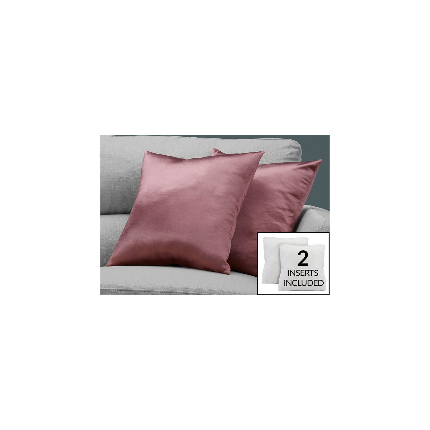 PILLOW - 18"X 18" / PINK SATIN / 2PCS