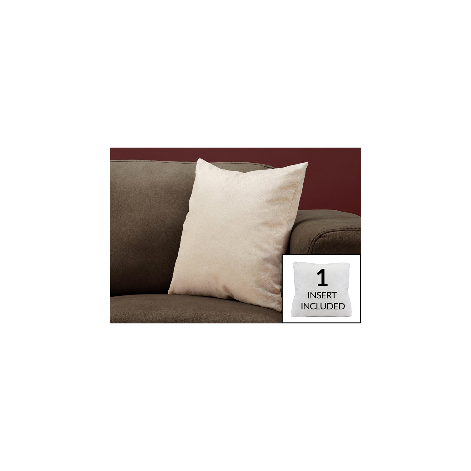 PILLOW - 18"X 18" / LIGHT TAUPE FEATHERED VELVET / 1PC
