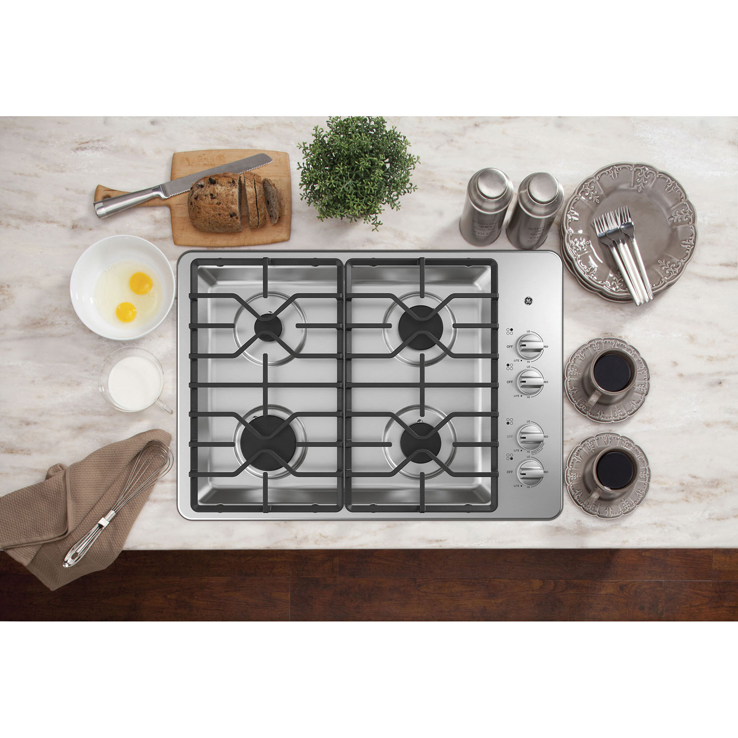 GE 30" 4-Burner Gas Cooktop - Stainless Steel