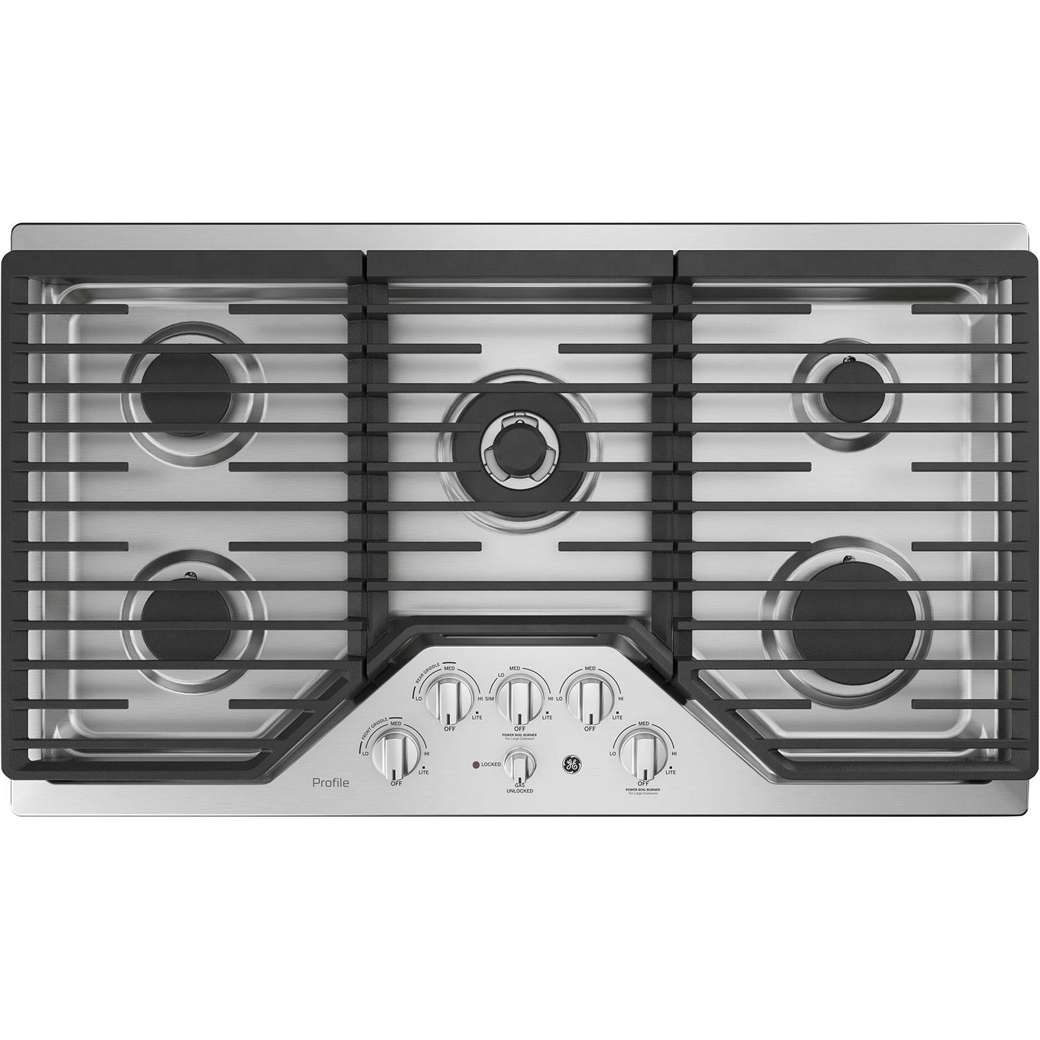 GE Profile 36" 5-Burner Gas Cooktop - Stainless Steel