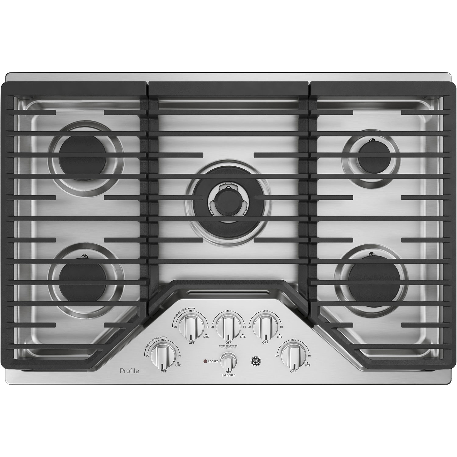 GE Profile 30" 5-Burner Gas Cooktop - Stainless Steel