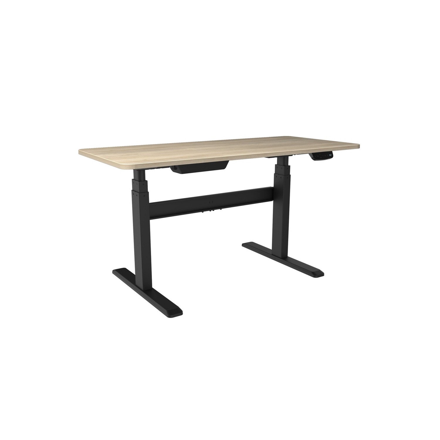 BORDEAUX Electric Standing Desk | Sit Stand Desk with Black Frame and Light Oak Table Top | Stand up Desk for Home and Office