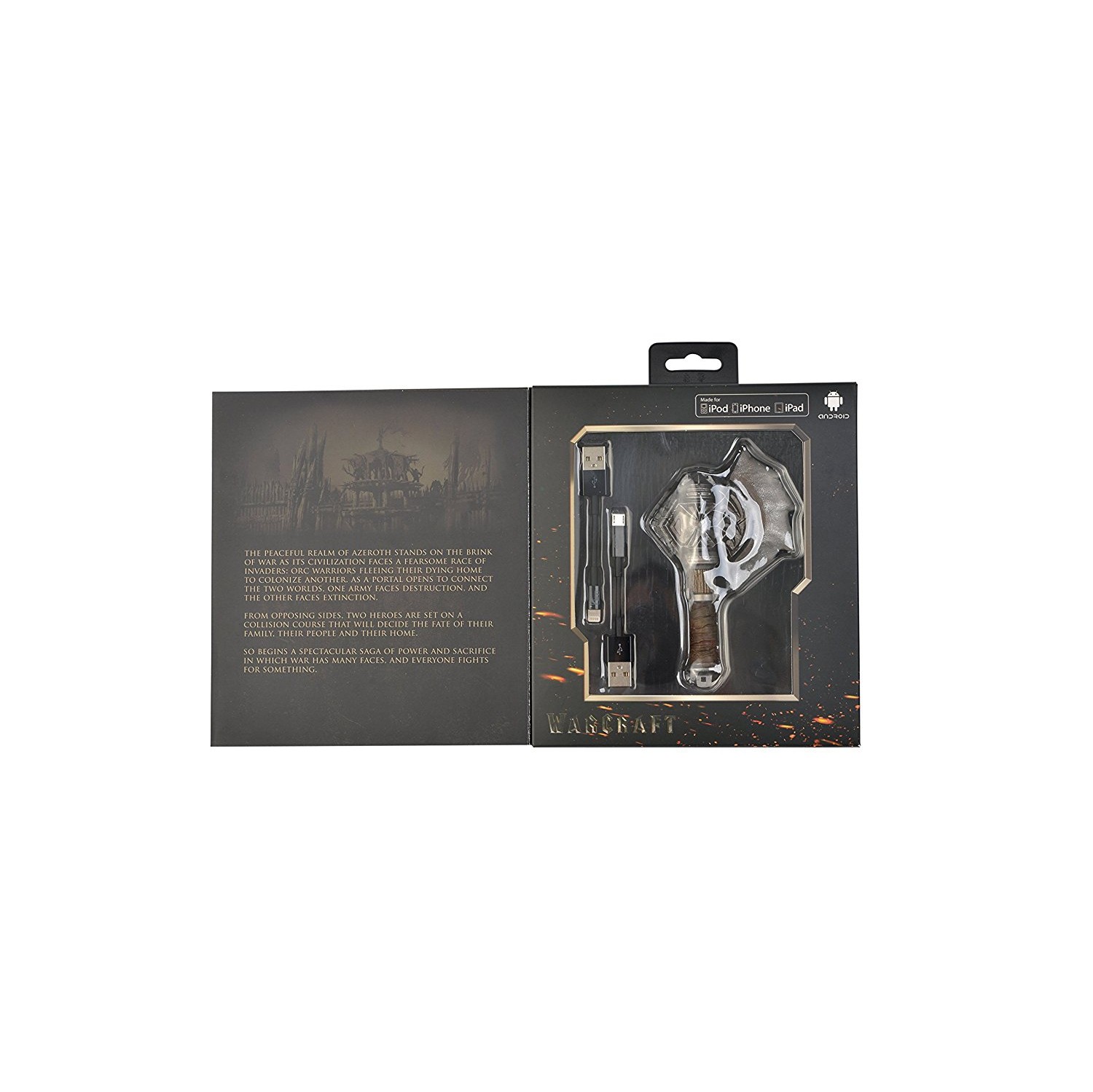 Swordfish Tech Warcraft, Durotan's Axe Data Charging Cord for Lighting Connector/ Micro USB - Retail Packaging