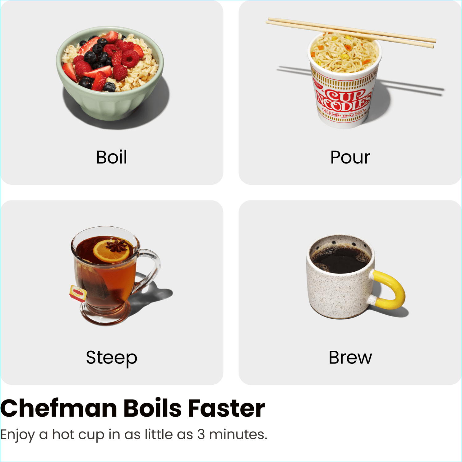 Chefman Fast-Boil 1.8L 1500W Glass Electric Kettle with Tea Infuser - Stainless Steel