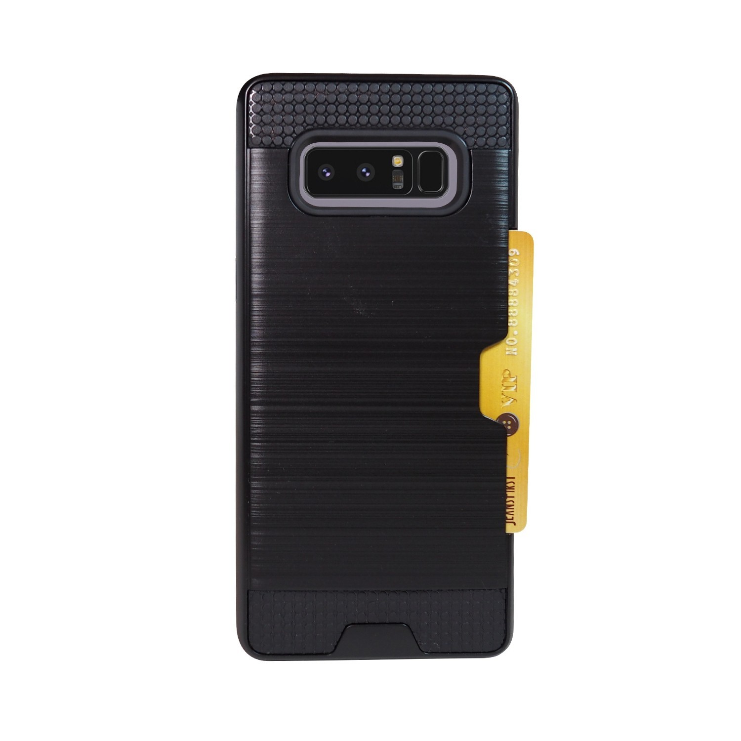 Étui Armored d’Exian pour Galaxy Note 8 2017 de Samsung avec fente pour carte - Noir métallique brossé