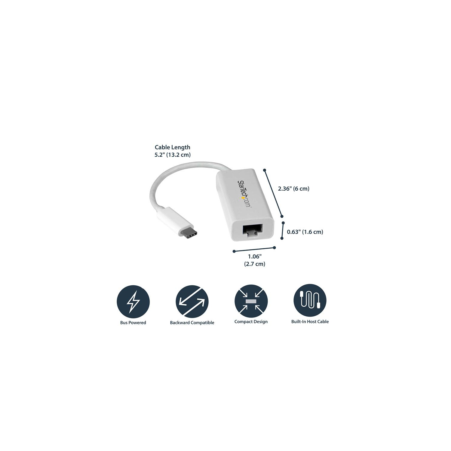 StarTech.com USB-C to Gigabit Network Adapter - White