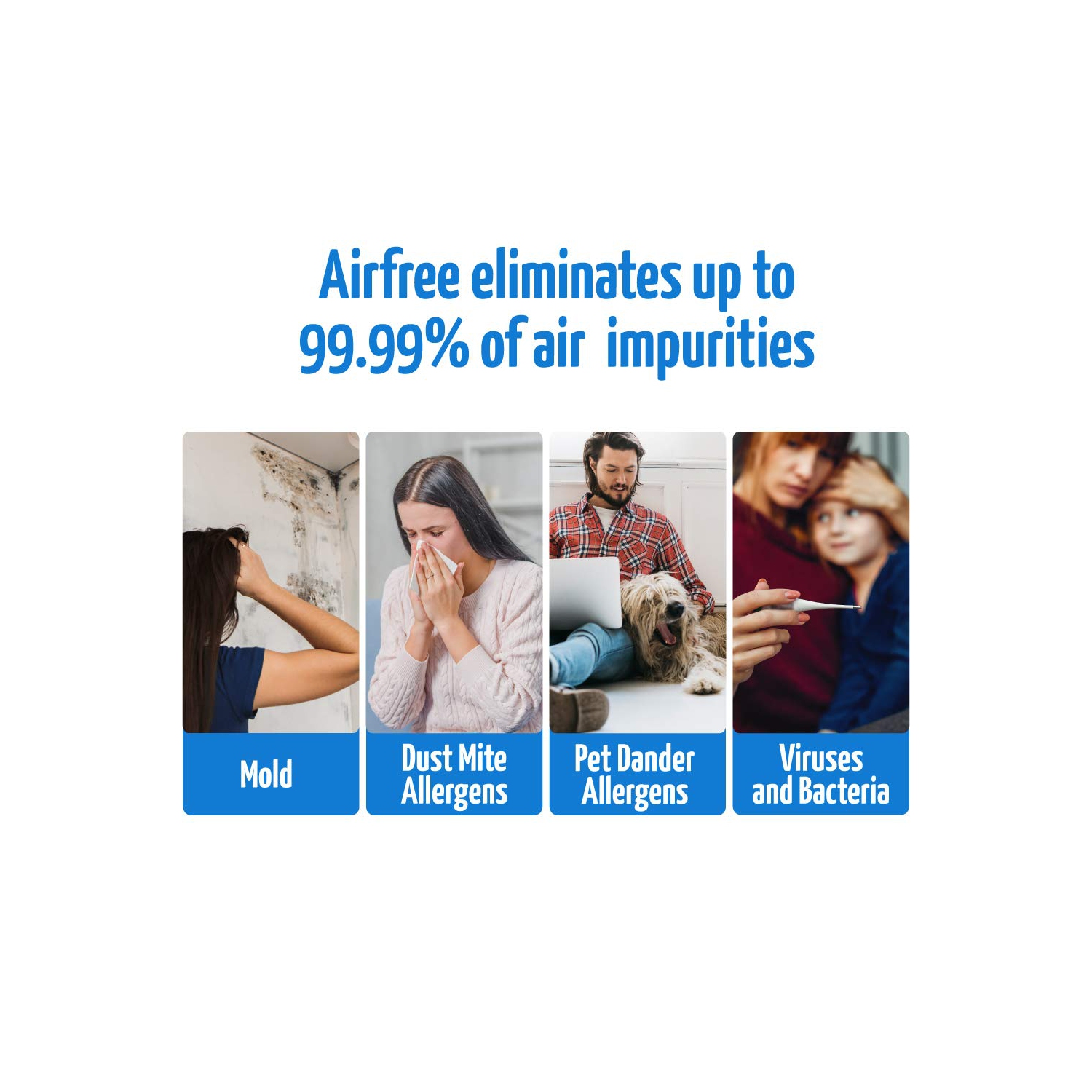 Airfree Iris 3000 Filterless Air Purifier with Nightlight, Black