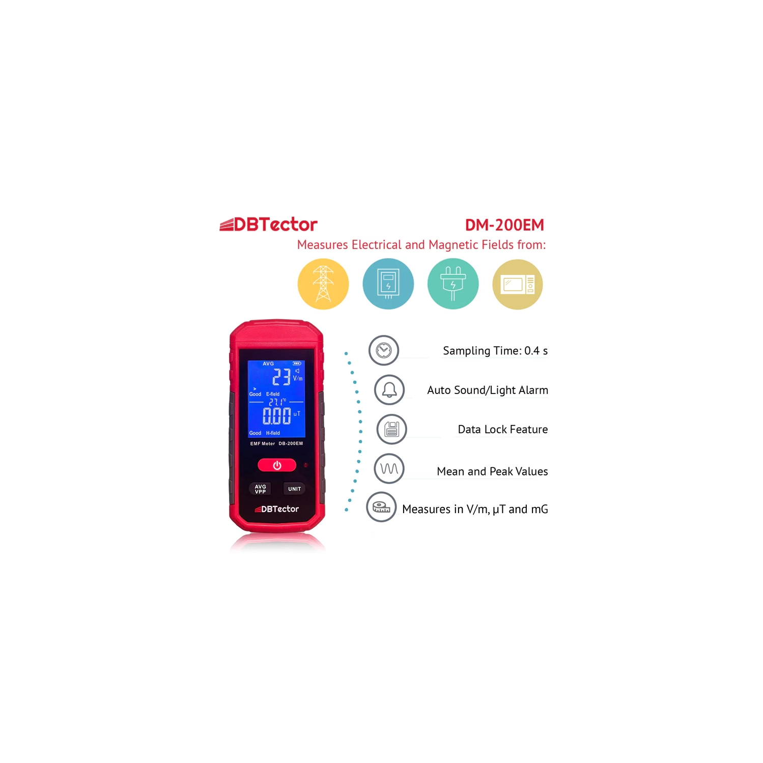 DBTector EMF Meter Electric And Magnetic Field Meter