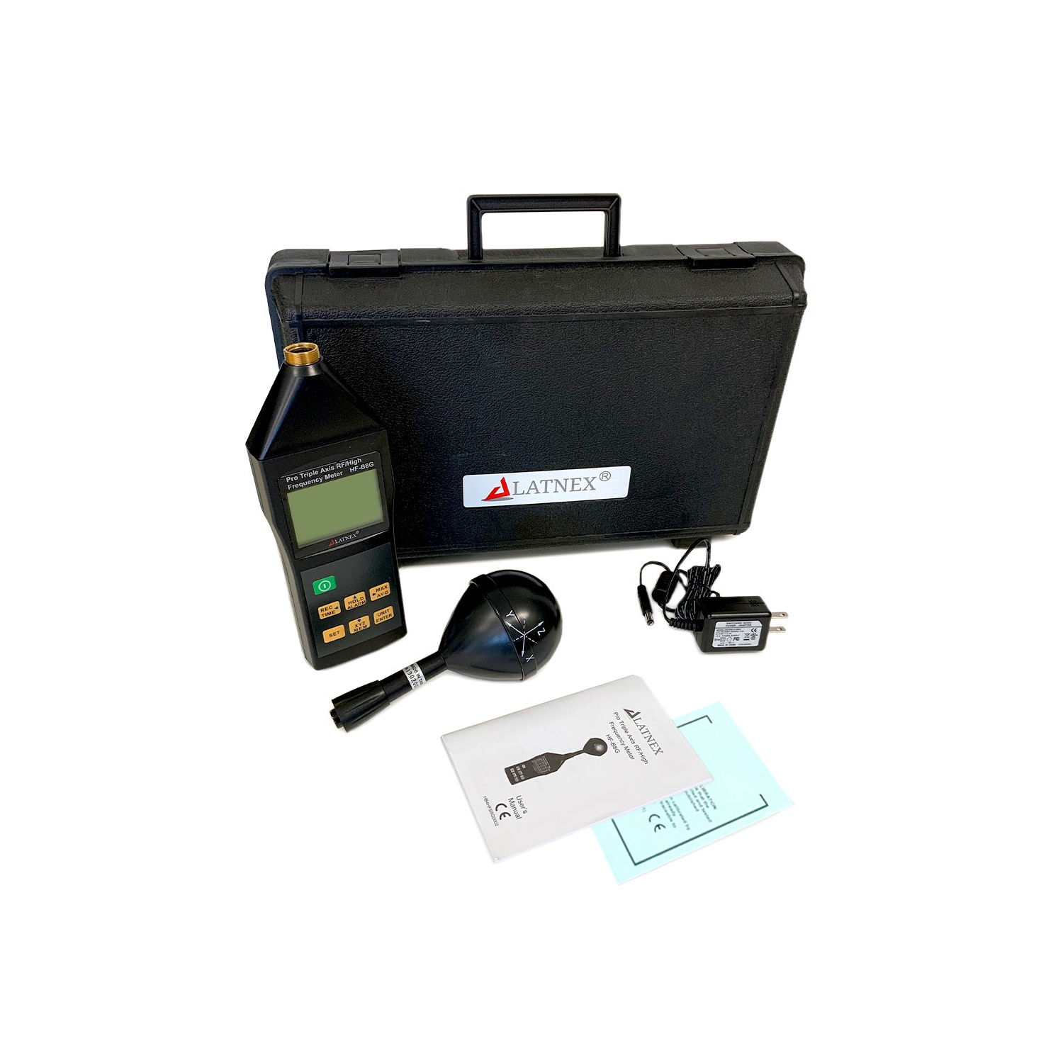 LATNEX® HF-B8G Professional Triple Axis High Frequency/ RF Meter 10Mhz-8Ghz Measures Wide-Range Radiation Levels from Cell Towers, Smart Meters,