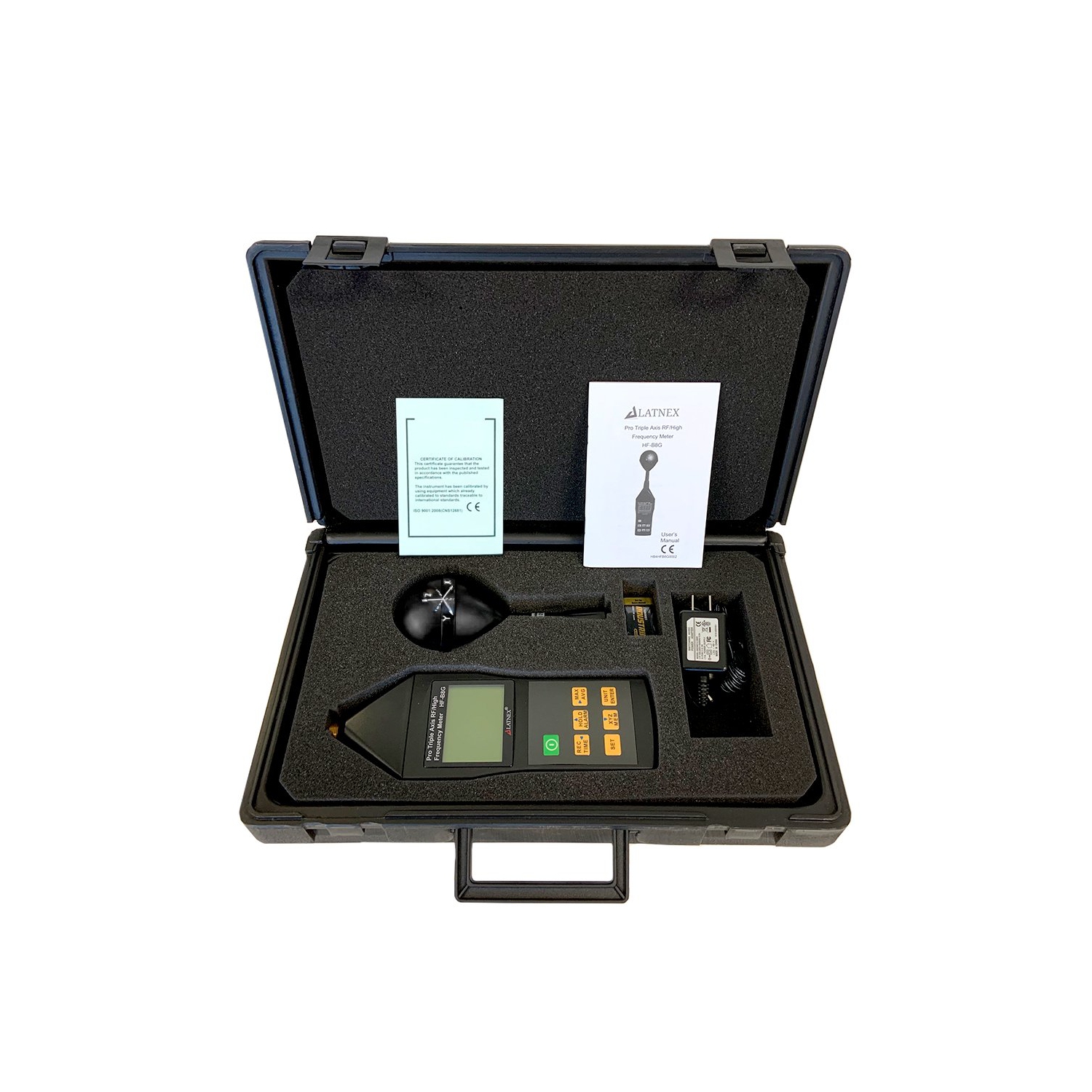 LATNEX® HF-B8G Professional Triple Axis High Frequency/ RF Meter 10Mhz-8Ghz Measures Wide-Range Radiation Levels from Cell Towers, Smart Meters,