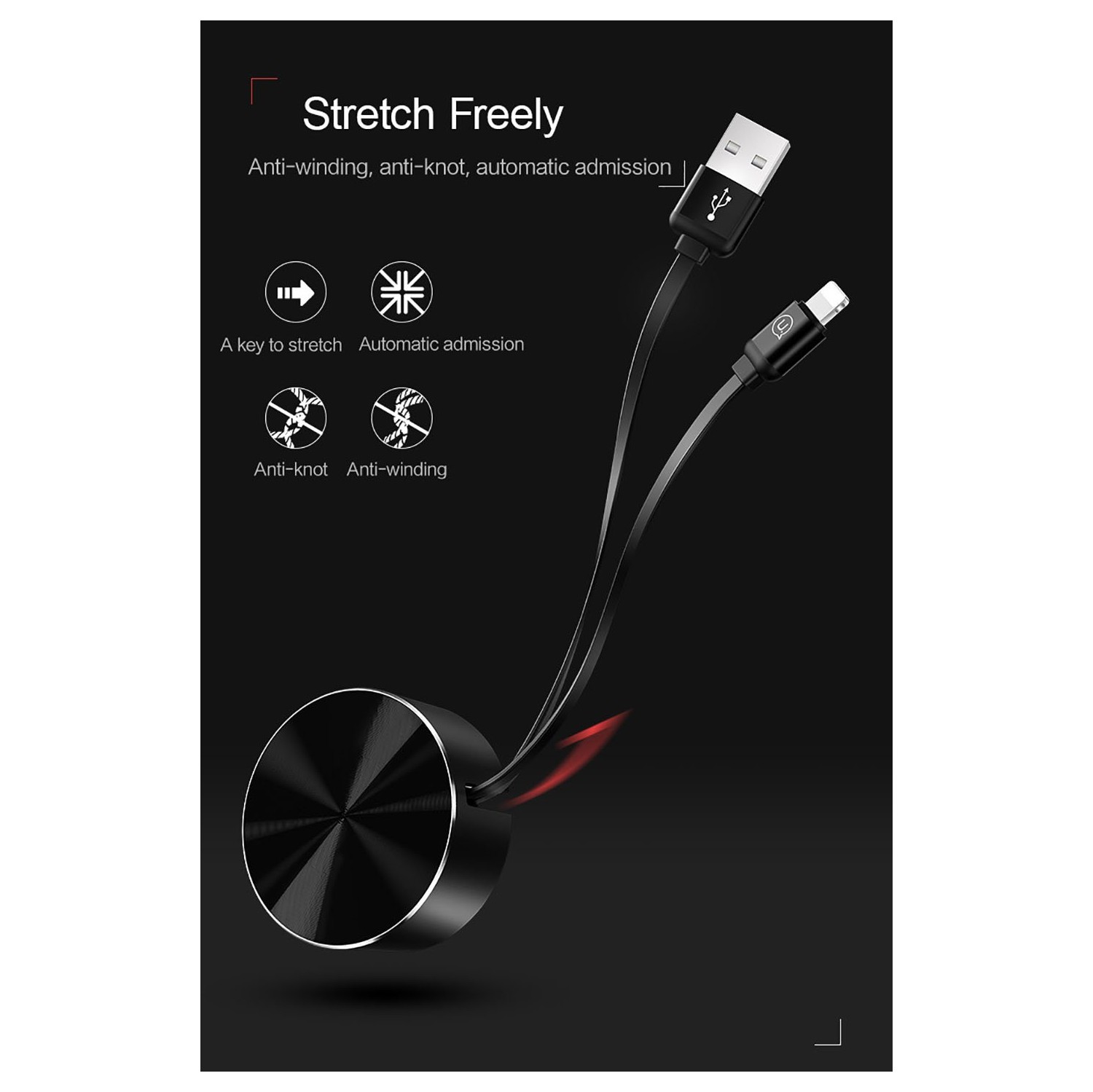 USAMS US-SJ150 iPhone storage cable U-BIN SERIES Black