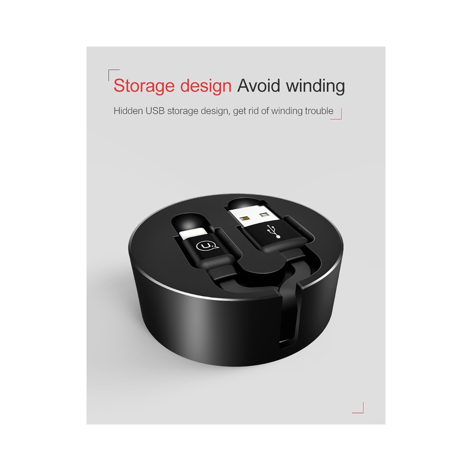 USAMS US-SJ150 iPhone storage cable U-BIN SERIES Black