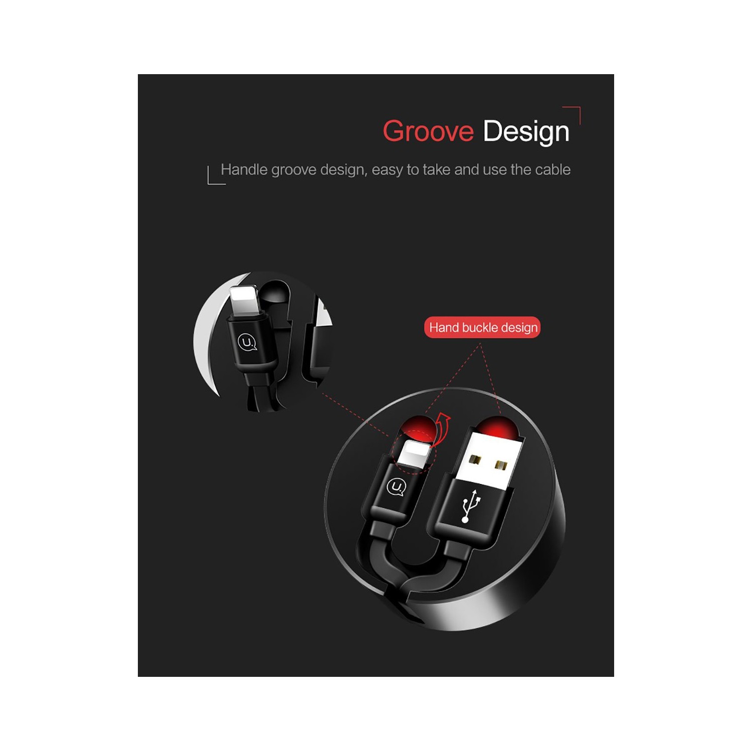 USAMS US-SJ150 iPhone storage cable U-BIN SERIES Red