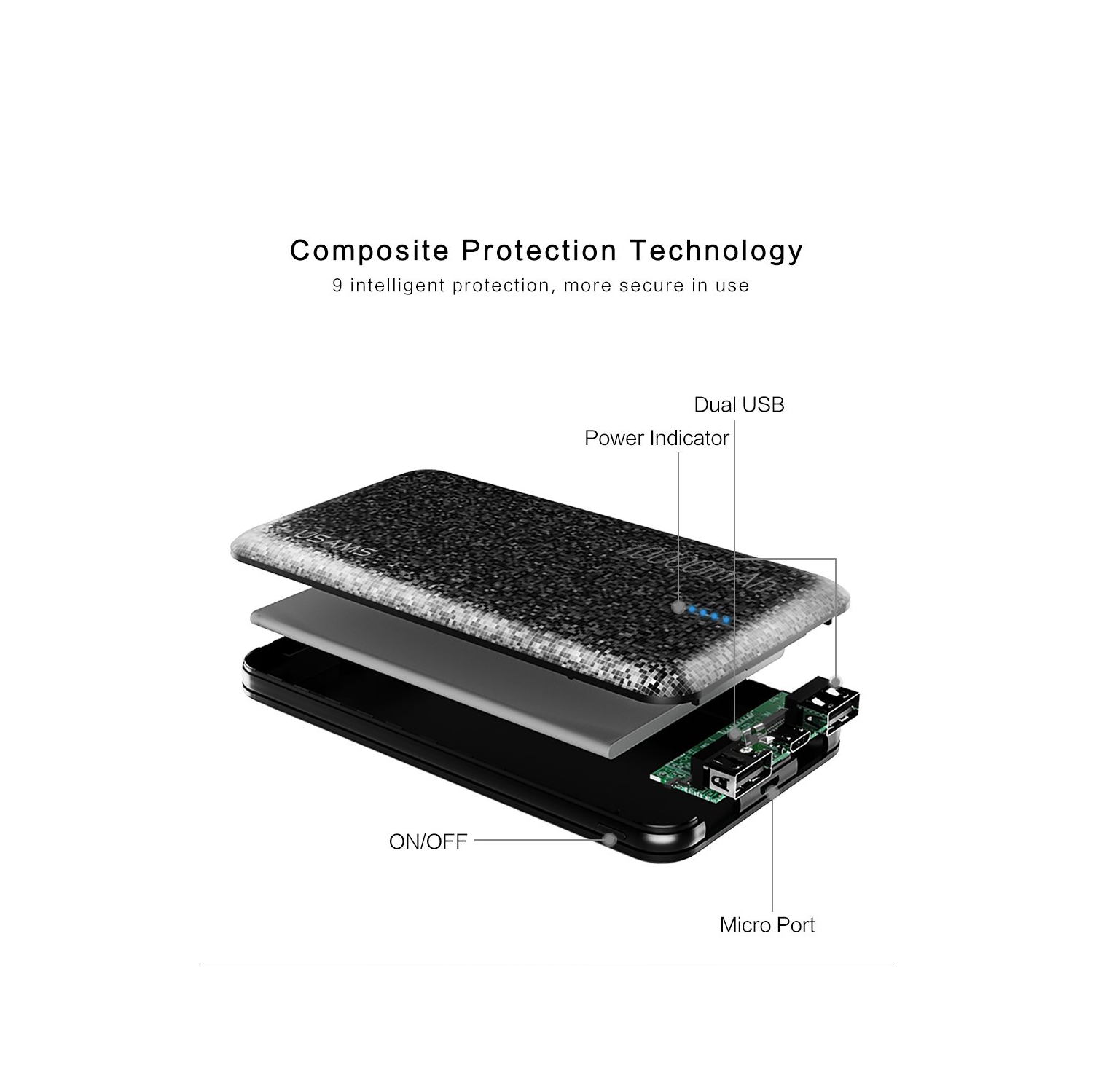 USAMS US-CD21 10000mAh Power Bank Mosaic Series White