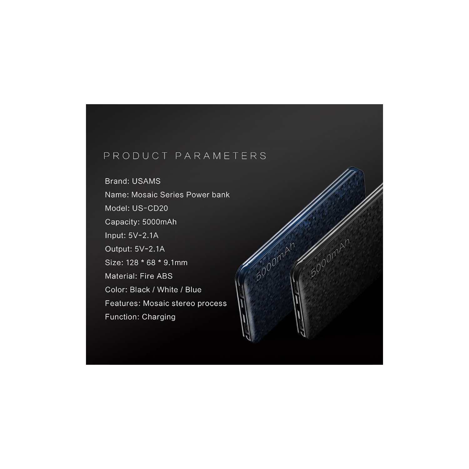 USAMS US-CD20 5000mAh Power Bank Mosaic Series White