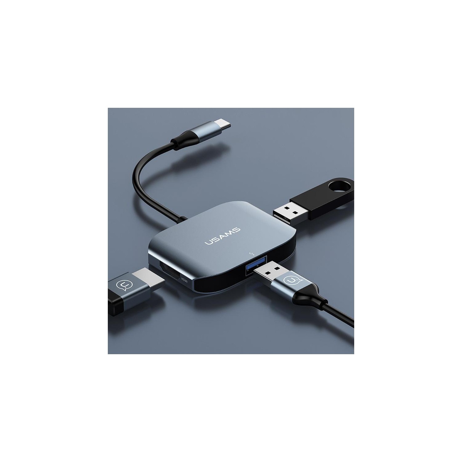 USAMS US-SJ145 Type-C to USB3.0/USB2.0/HDMI Adapter