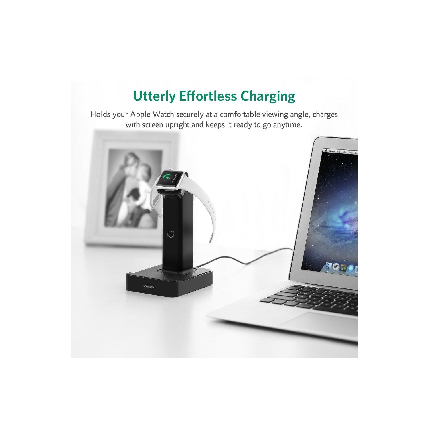 Station de recharge magnétique noire d’UGREEN pour Apple Watch