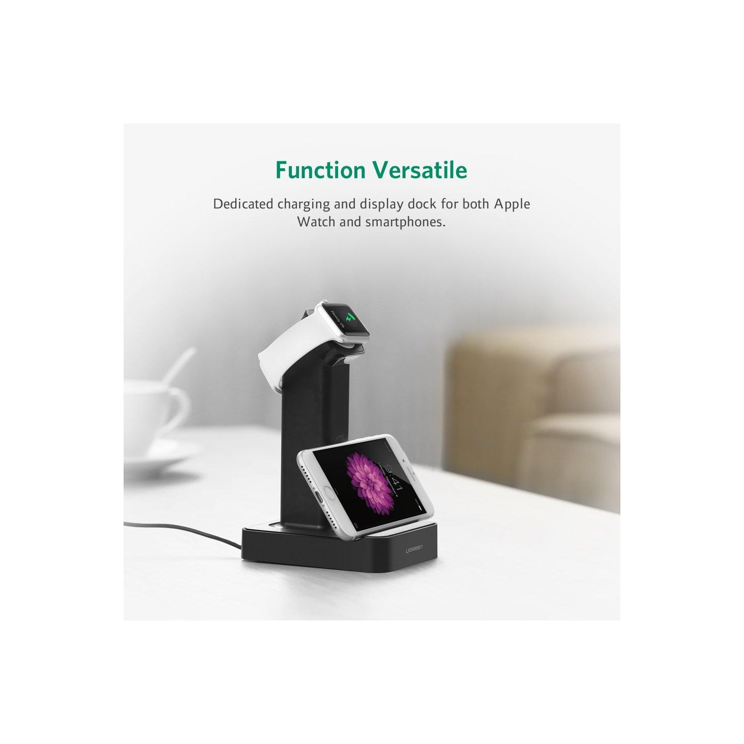 Station de recharge magnétique noire d’UGREEN pour Apple Watch