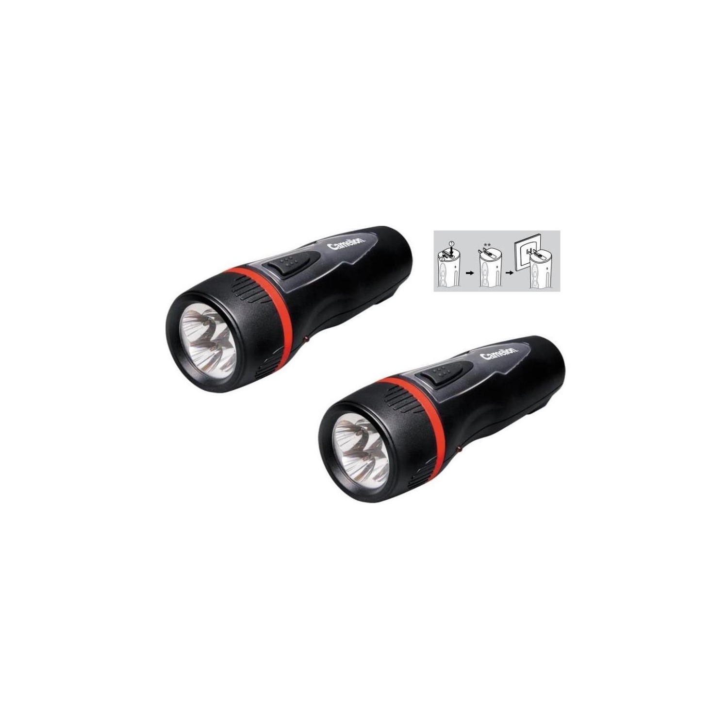 2-Pack 4 LED Rechargeable Plug-In Emergency Ready Flashlights