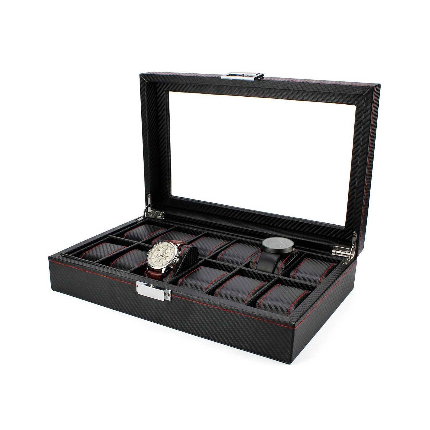 Coffret à bijoux en cuir 12 Watch, coffret à bijoux, range-tout en fibre de carbone, boîte de rangement de présentation …