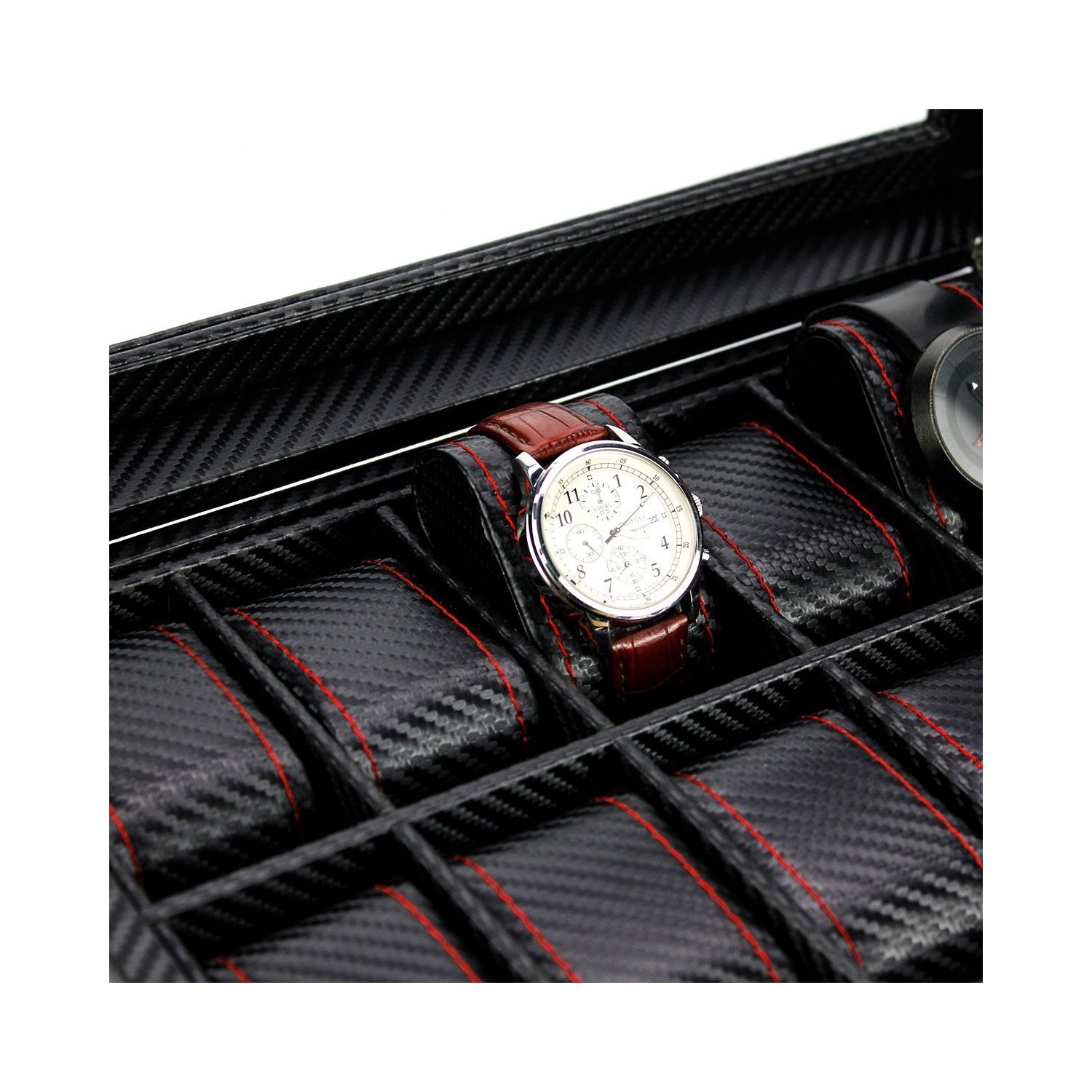 Coffret à bijoux en cuir 12 Watch, coffret à bijoux, range-tout en fibre de carbone, boîte de rangement de présentation …