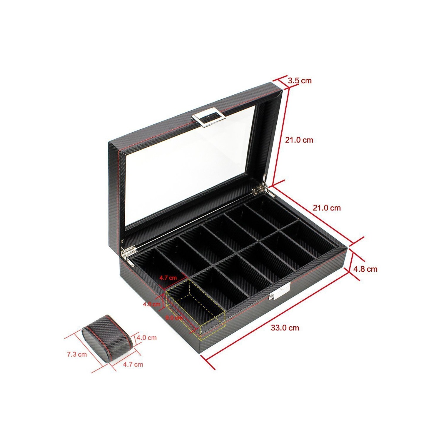 Coffret à bijoux en cuir 12 Watch, coffret à bijoux, range-tout en fibre de carbone, boîte de rangement de présentation …