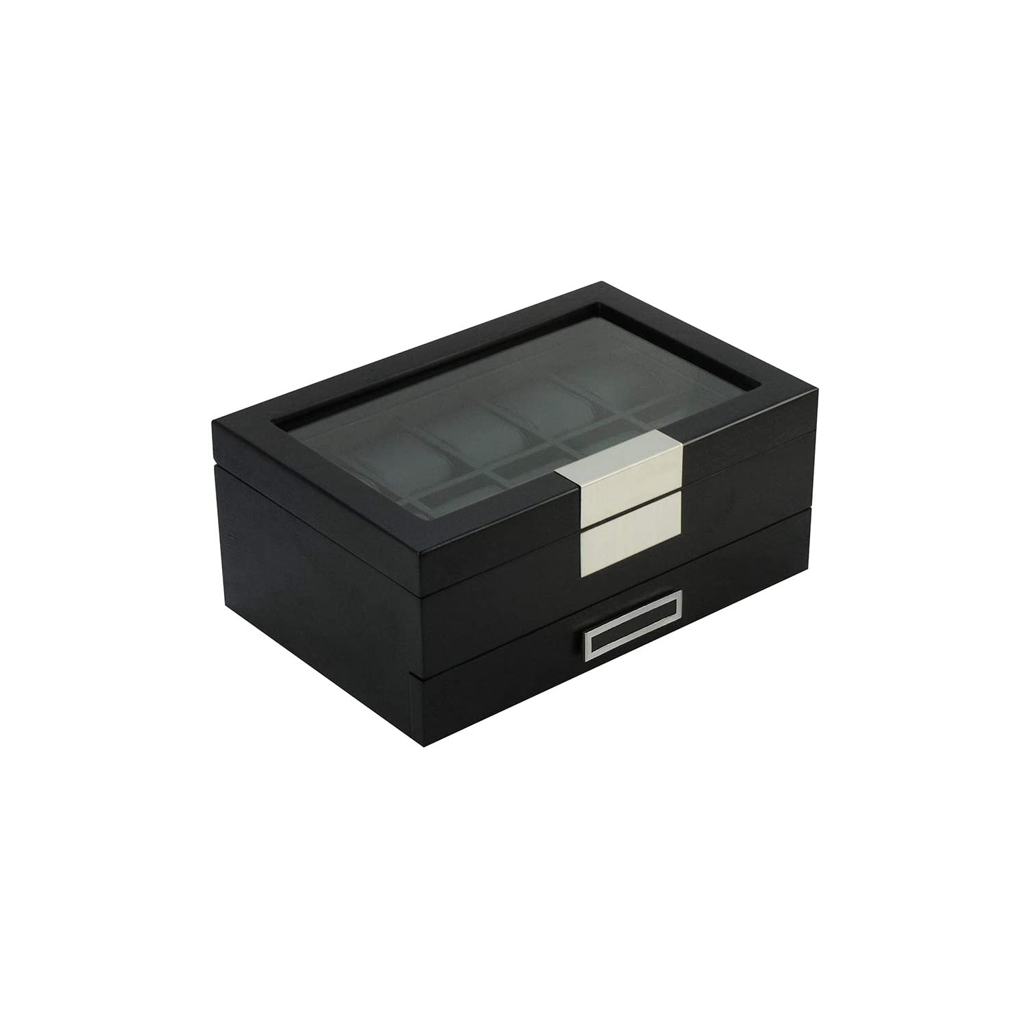 Boîte de rangement en bois noir de qualité supérieure pour montres avec tiroir range-tout …