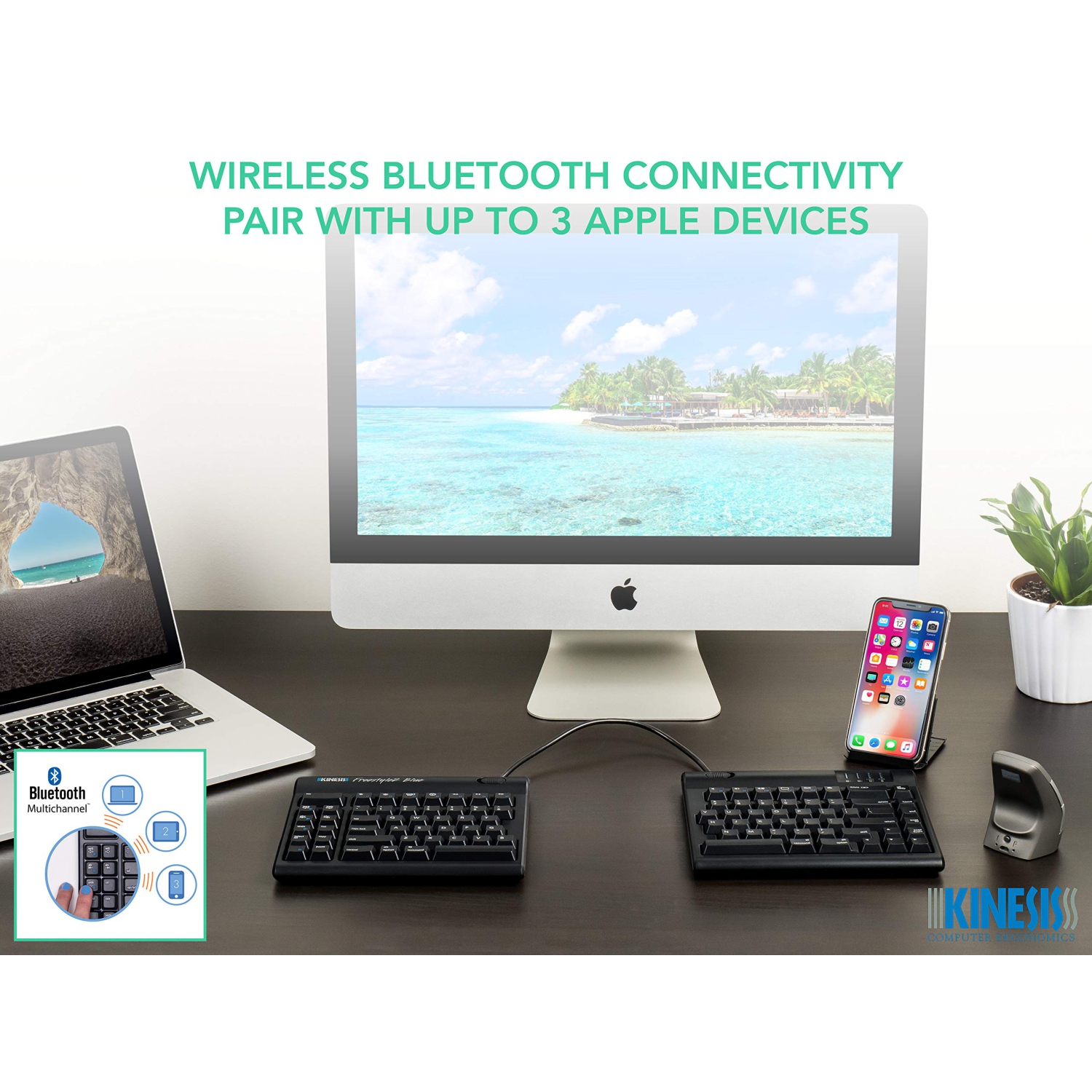 Kinesis Freestyle2 Bluetooth Keyboard - Blue -