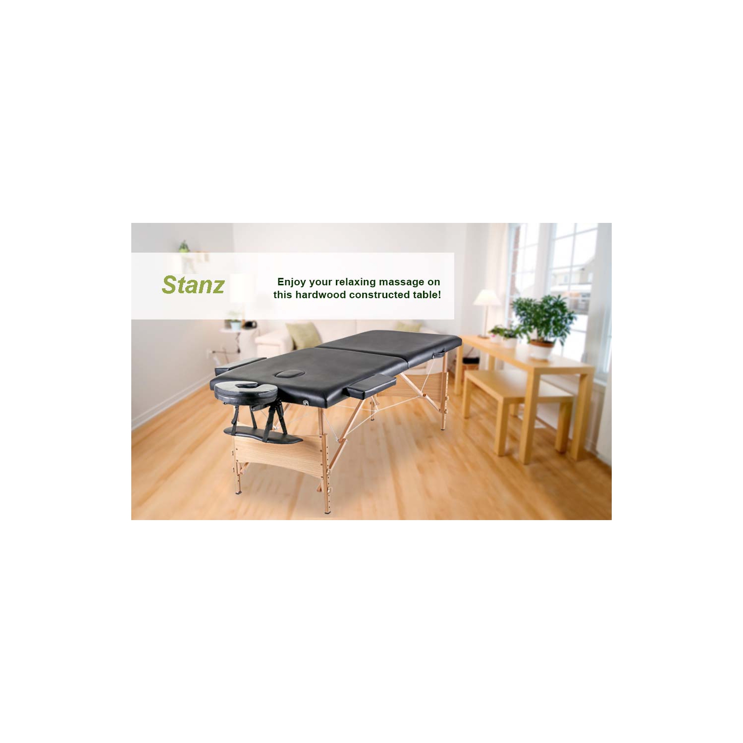 Kunova Super Stable Portable 2 Fold Massage Reiki Facial Table Bed (Black) Free Carrying Bag & Armrests (Black)