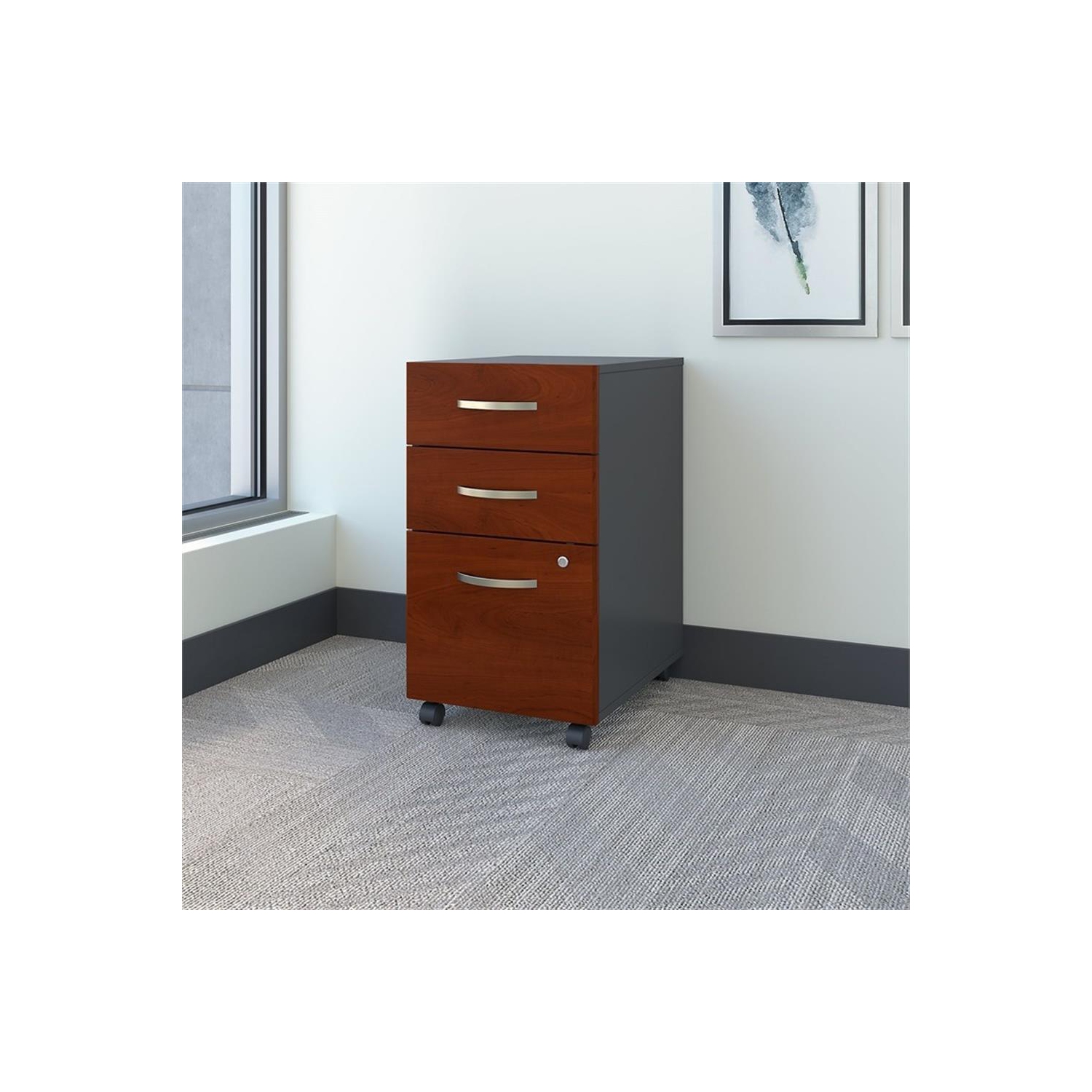 Series C 3 Drawer Mobile File Cabinet in Hansen Cherry - Engineered Wood