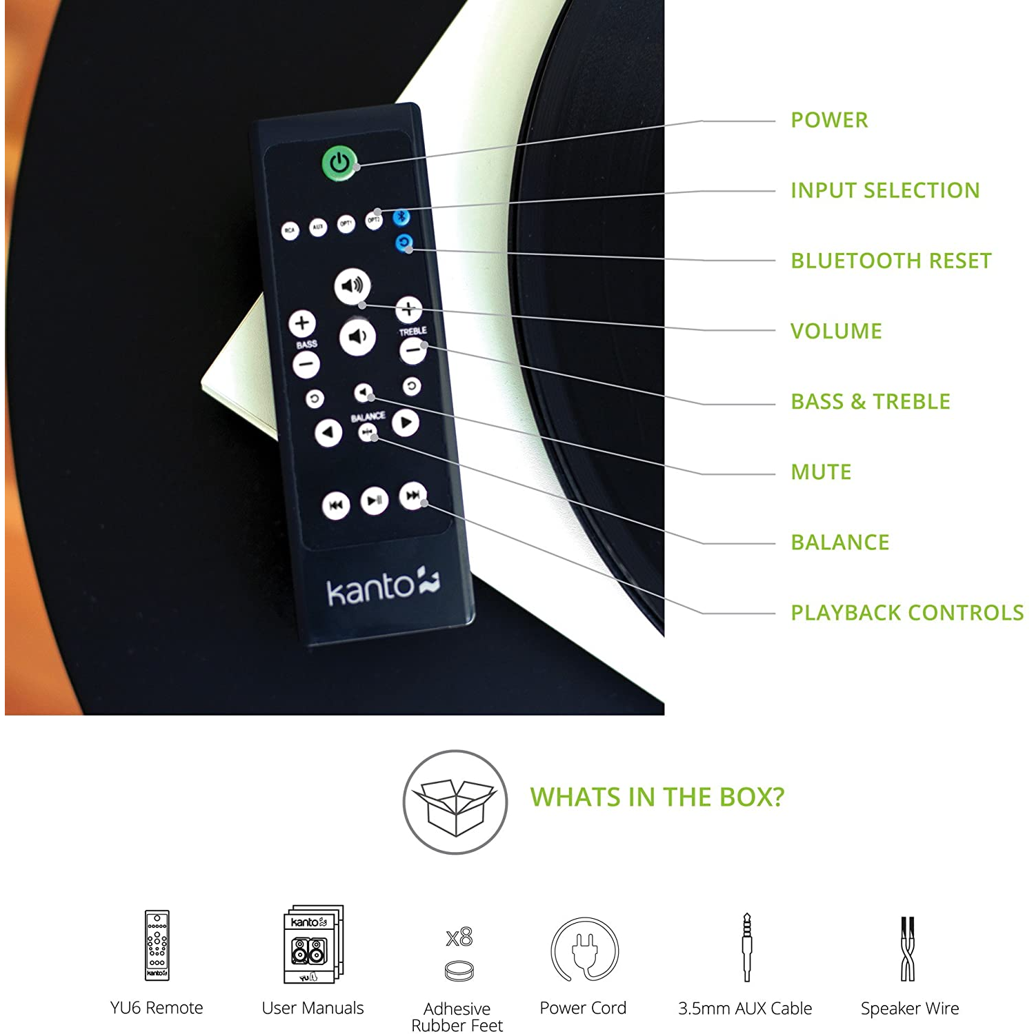 Kanto YU6 Powered Speakers with Bluetooth® and Phono Preamp, Matte White