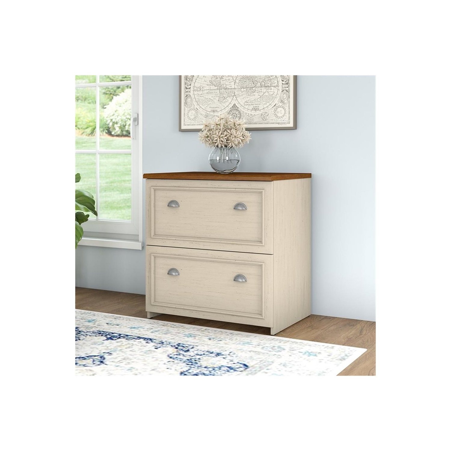 Fairview 2 Drawer Lateral File Cabinet in Antique White - Engineered Wood
