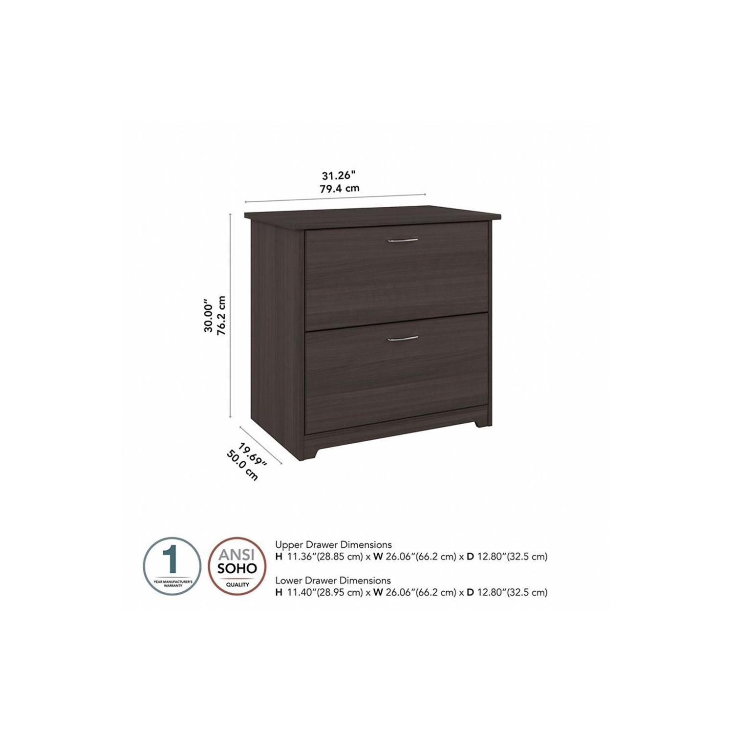 Cabot 2 Drawer Lateral File Cabinet in Heather Gray - Engineered Wood