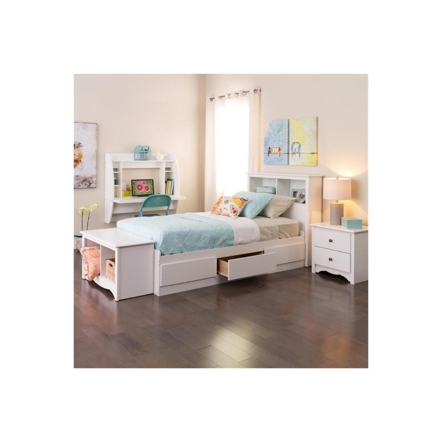 Prepac Twin Platform Storage Bed in White