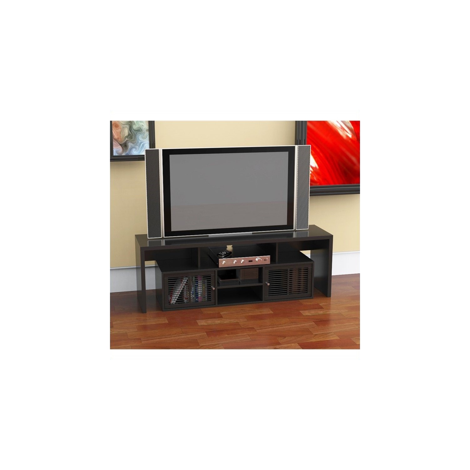 Convenience Concepts Designs2Go Lexington 59" TV Stand in Black Wood Finish