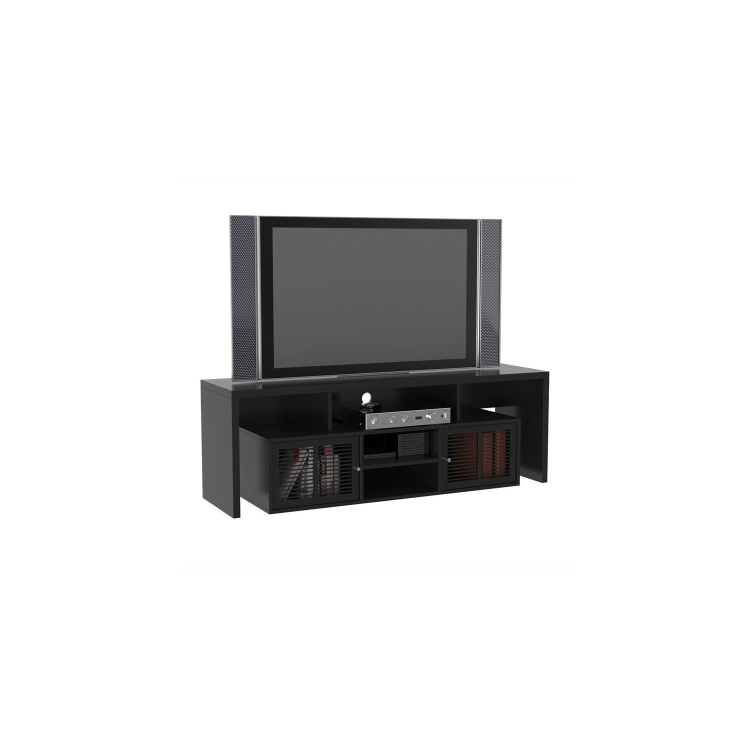 Convenience Concepts Designs2Go Lexington 59" TV Stand in Black Wood Finish