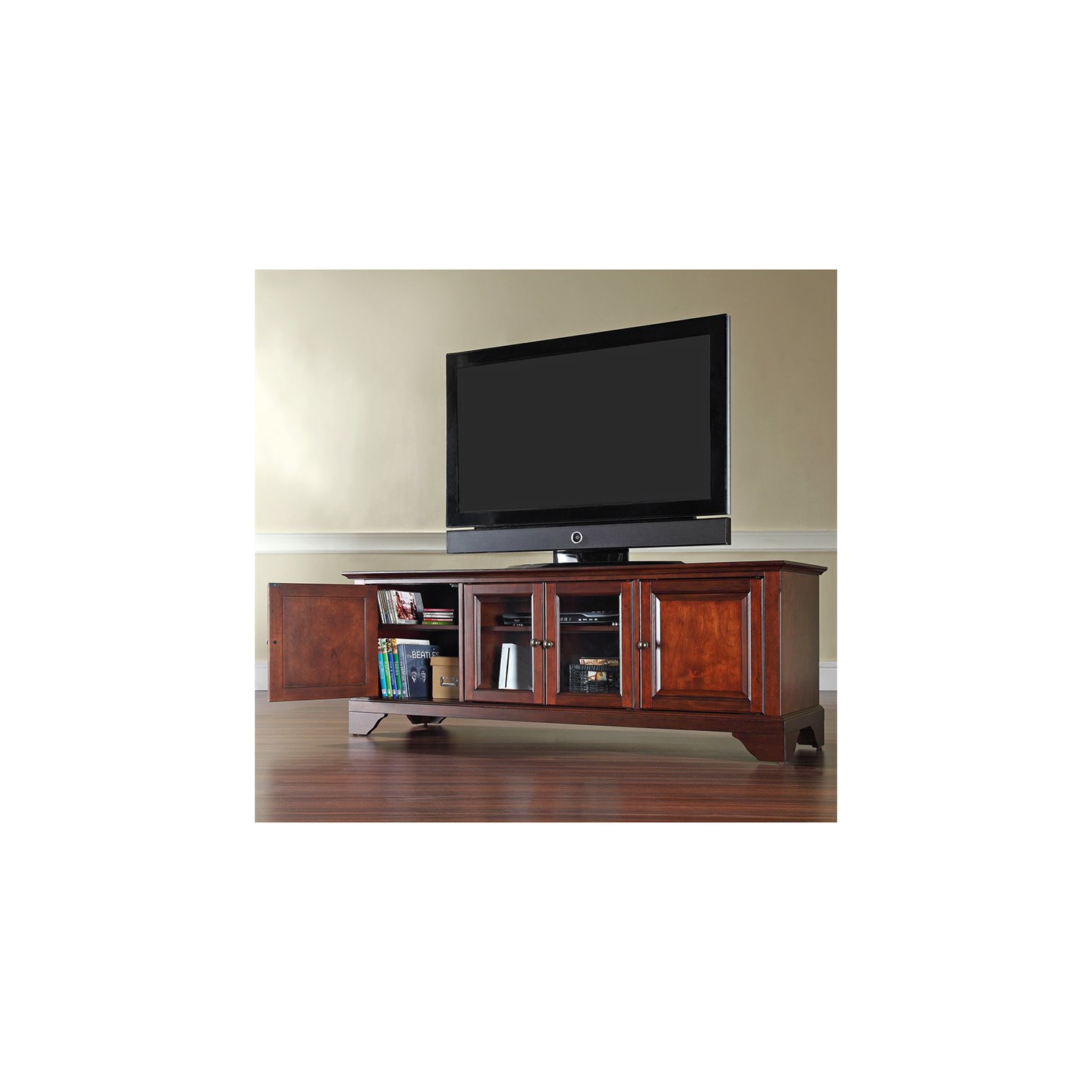 Crosley LaFayette 60" Low Profile TV Stand in Mahogany